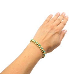 Mauboussin Paris 18k Gold Turquoise Link Bracelet, 1960s