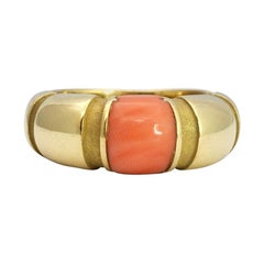 Mauboussin Paris 18k Gelbgold & Koralle Nadja Ring Vintage Selten