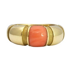 Mauboussin Paris 18k Yellow Gold & Coral Nadja Ring Vintage Rare