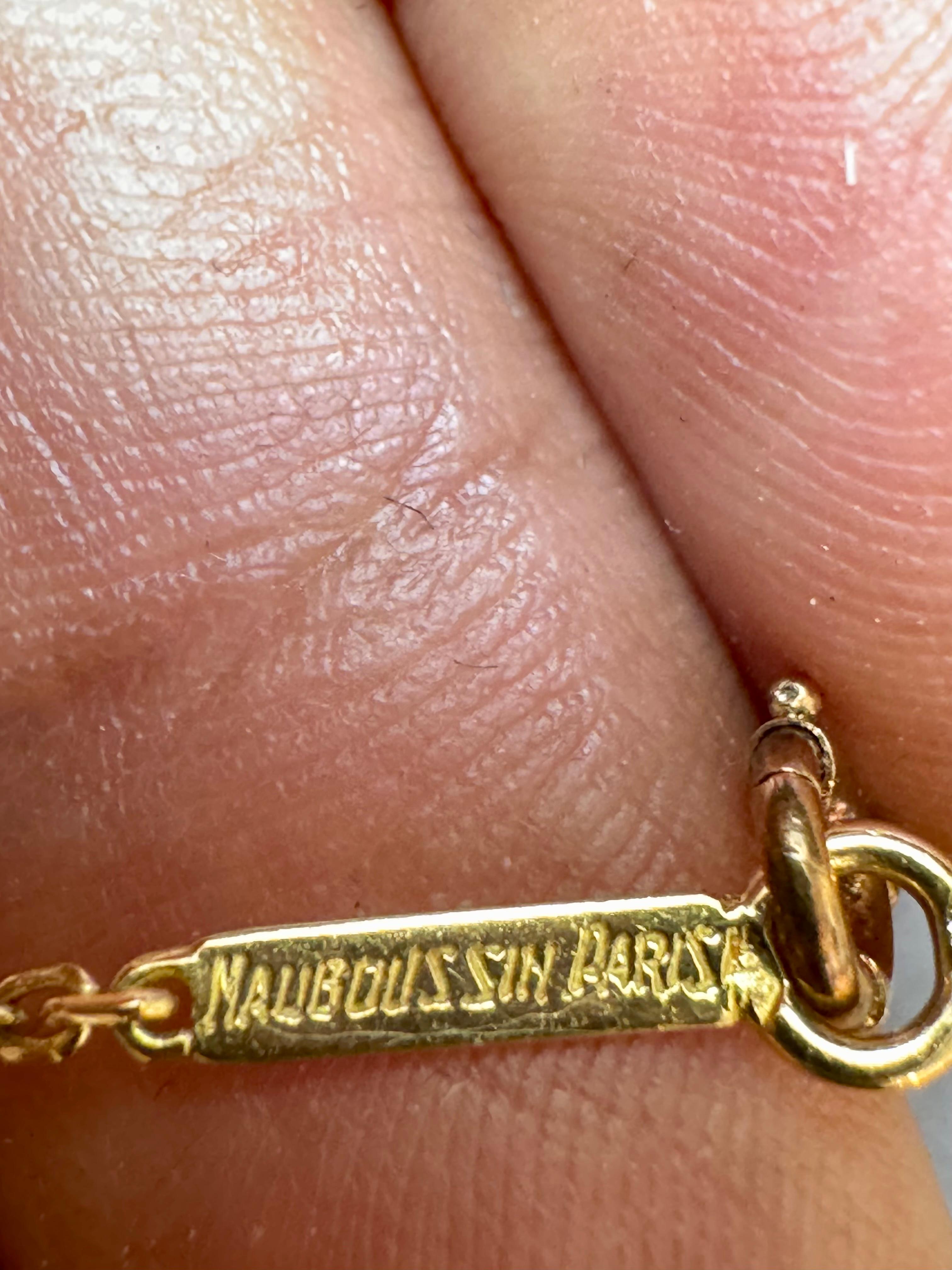 Mauboussin Paris 18Kt Yellow Gold Vintage Mother Of Pearl Clover Pendant For Sale 3