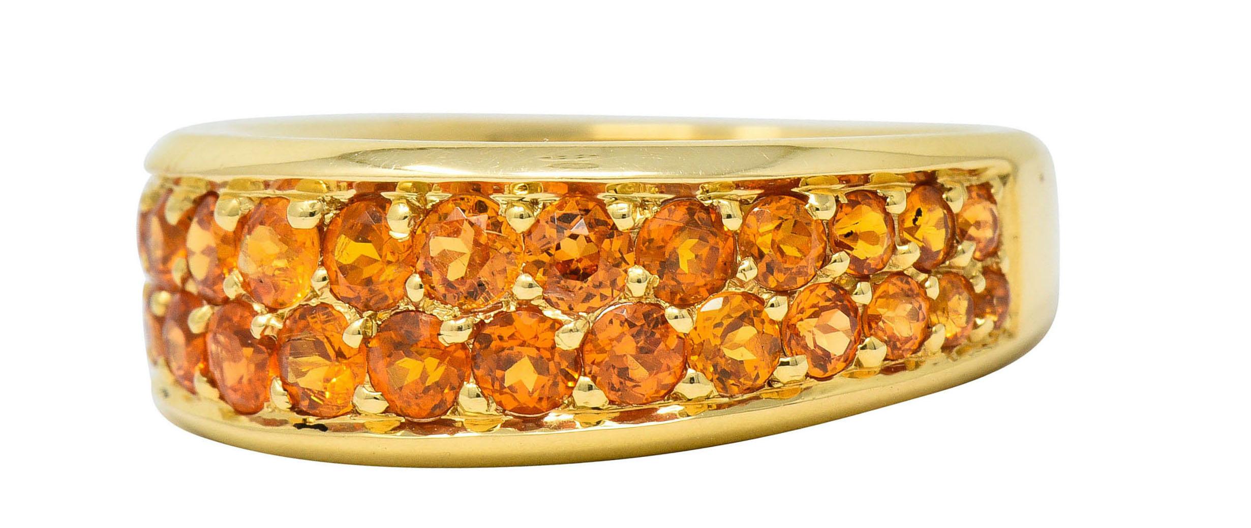 Women's or Men's Mauboussin Paris 1.95 Carat Orange Sapphire 18 Karat Gold Pave Band Ring