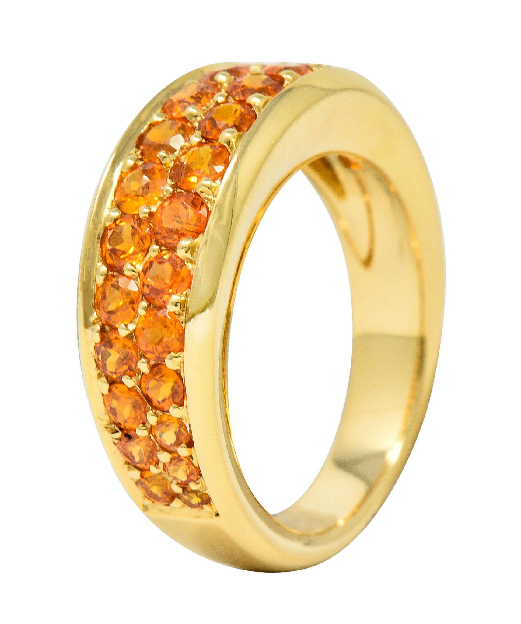 Mauboussin Paris 1.95 Carat Orange Sapphire 18 Karat Gold Pave Band Ring 2