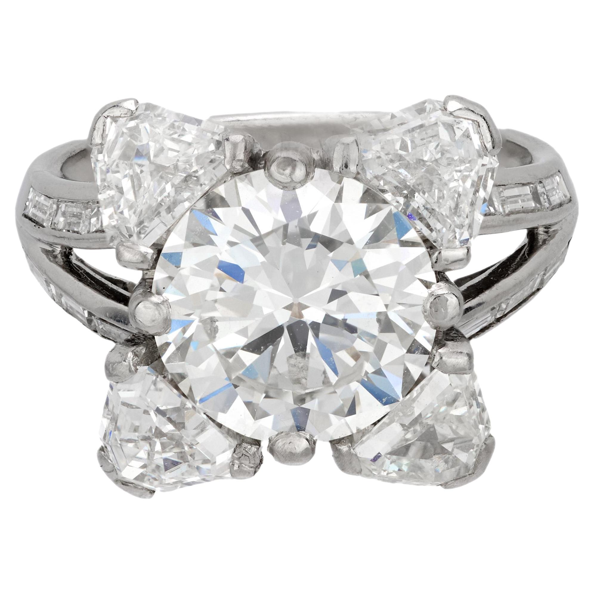 Mauboussin París Anillo de platino con diamante talla europea antigua de 4,24 quilates en venta