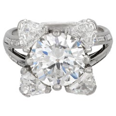 Mauboussin Paris 4.24 carat old European cut diamond platinum ring