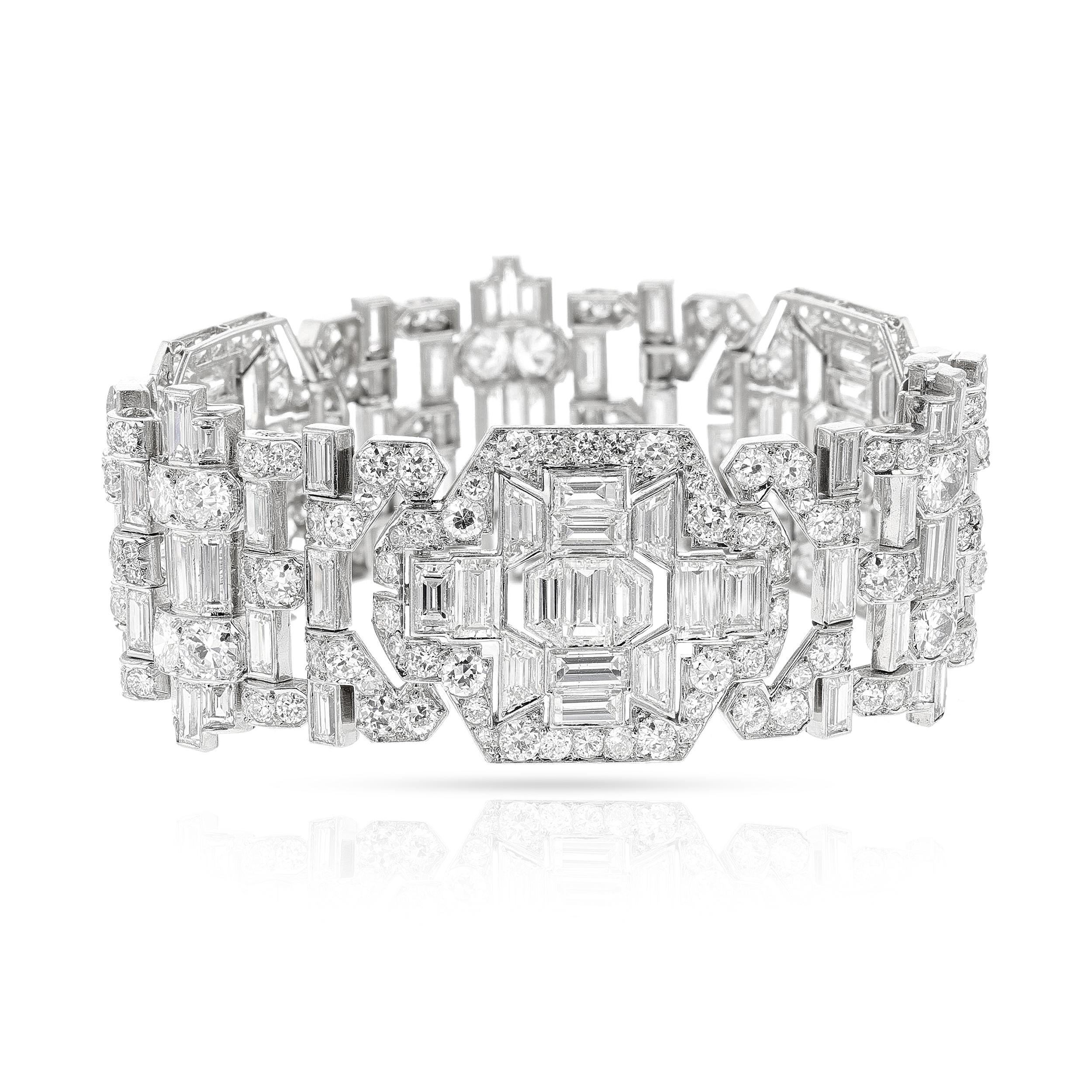 Mauboussin Paris Art Deco Diamond and Platinum Bracelet For Sale 2