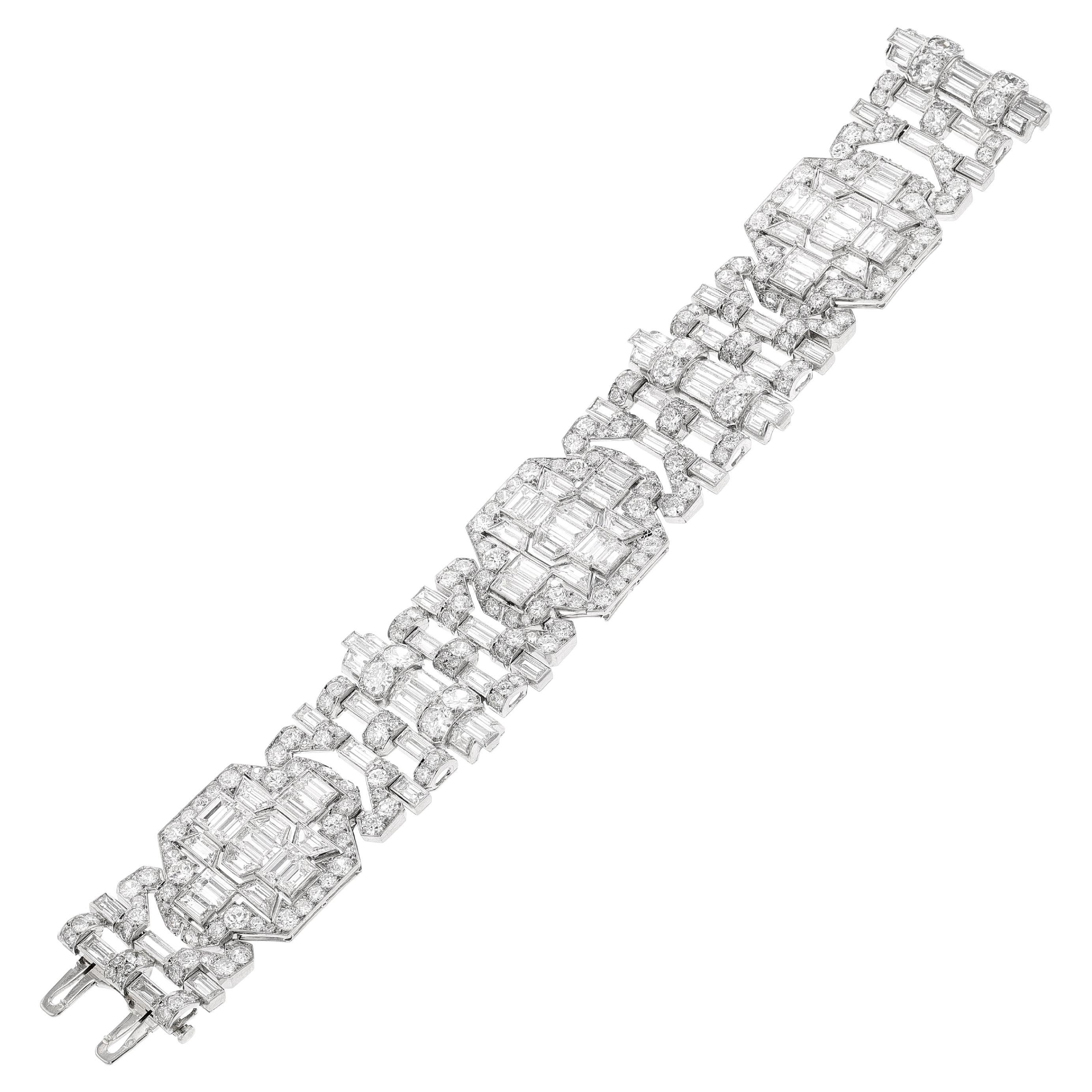 Mauboussin Paris Art Deco Diamant- und Platin-Armband