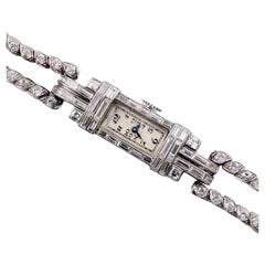 Mauboussin Paris Art Deco Platinum & Diamond Ladies Wrist Watch C. 1920