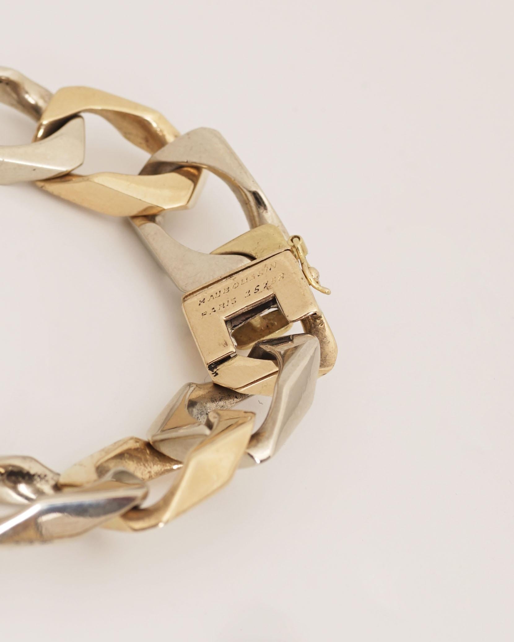 Mauboussin, Paris, Bicolor 18k Gold Curb Link Bracelet, circa 1970 1