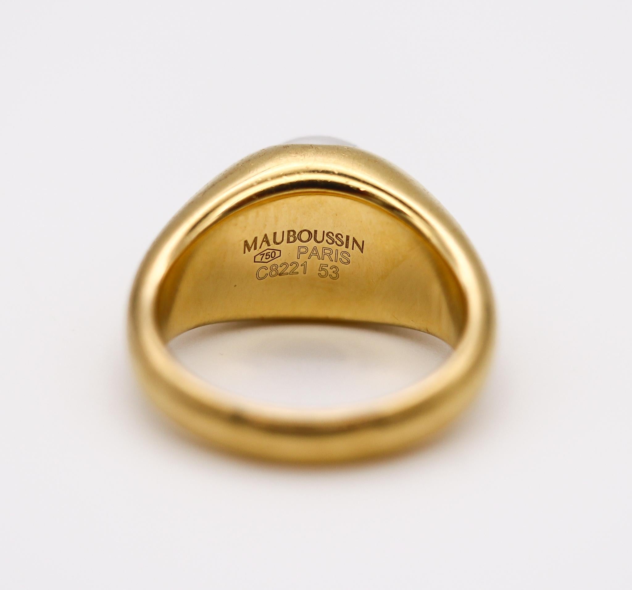 Modernist Mauboussin Paris Bombe Orb Cocktail Ring 18kt Gold with 9.75 Ct Diamond & Quartz