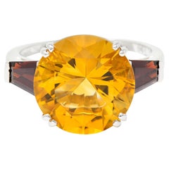 Mauboussin Paris Citrine Garnet 18 Karat White Gold Cocktail Ring