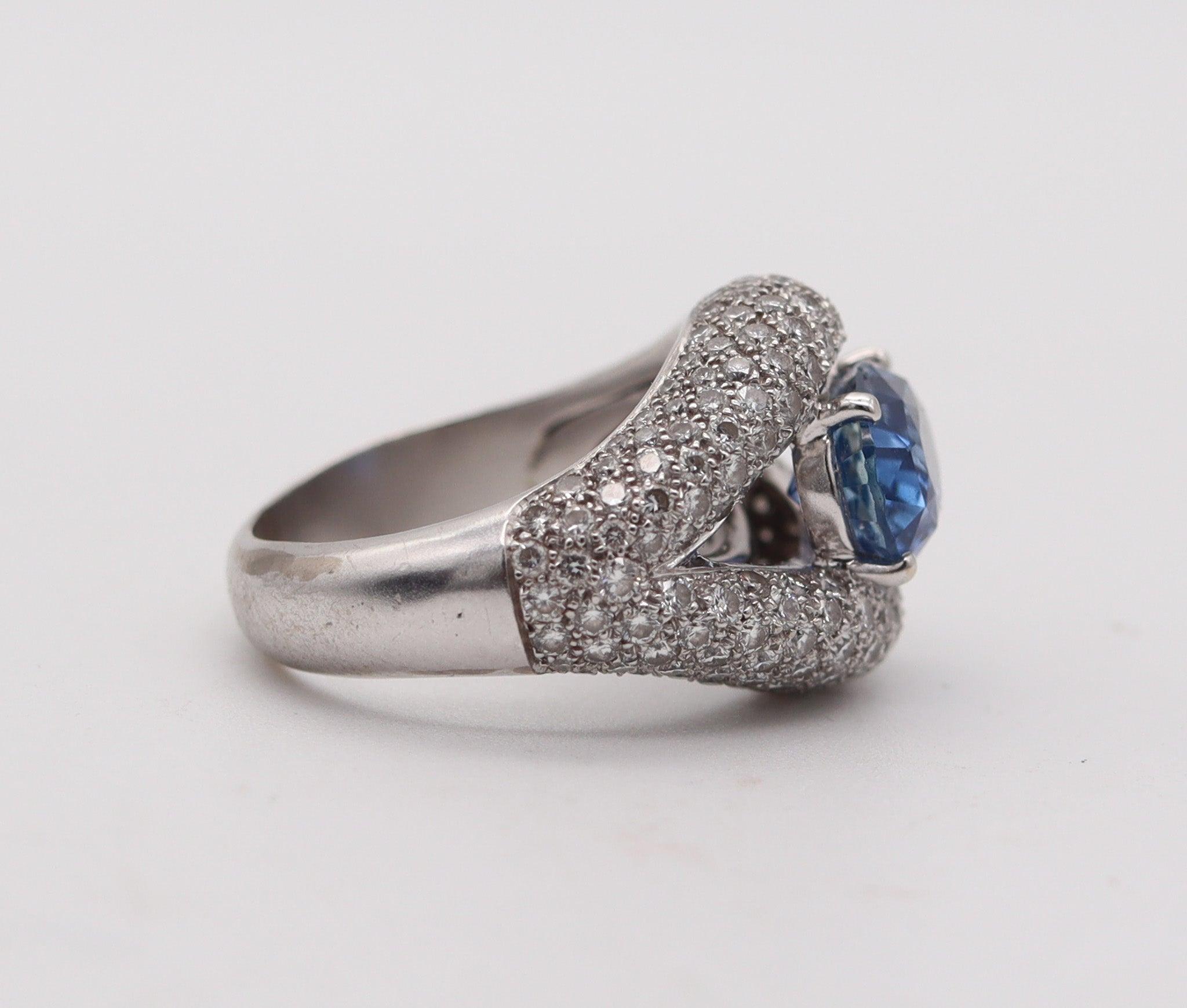 Women's MAUBOUSSIN Paris Cocktail Ring In 18Kt Gold With 6.58 Ctw Sapphire & Diamonds For Sale