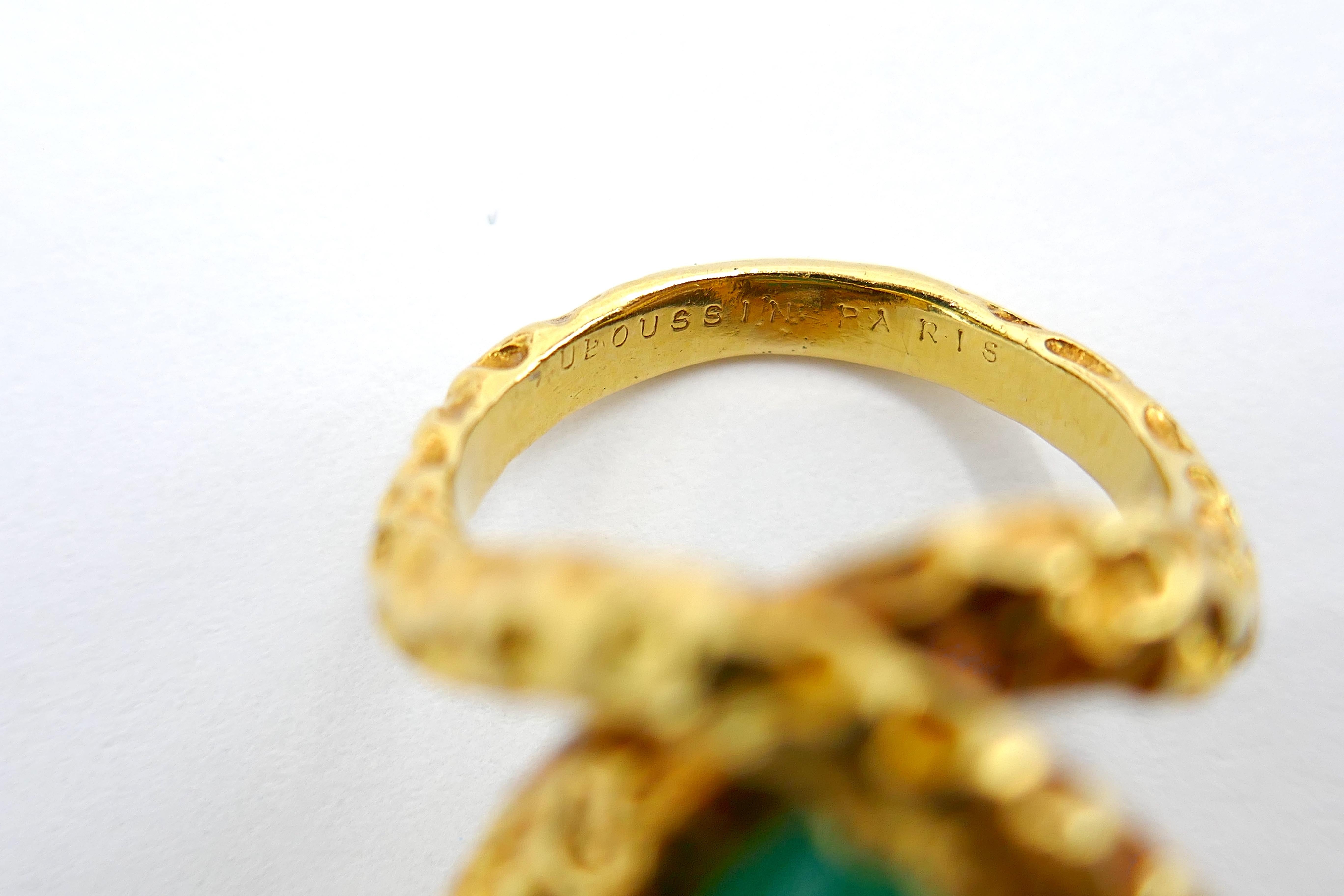 Mauboussin Paris Coral & Chrysophrase Diamond 18k Gold Rings For Sale 4