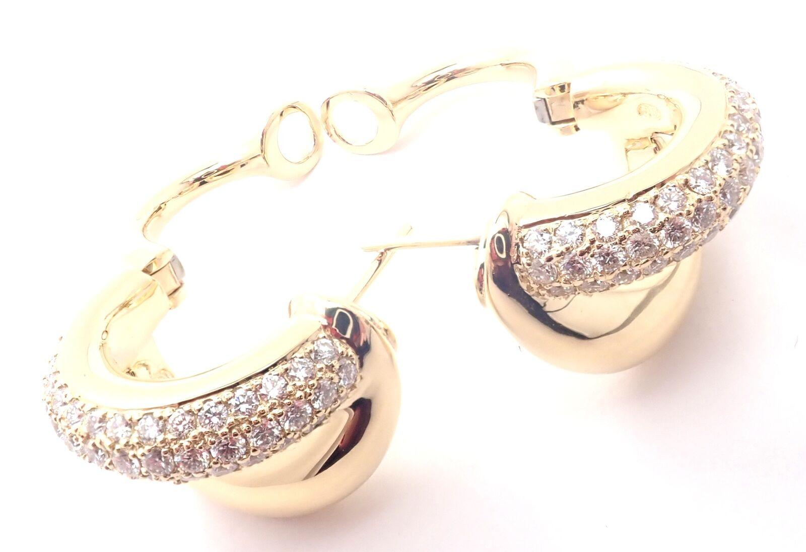 Women's or Men's Mauboussin Paris Diamond Double Hoop Yellow Gold Earrings For Sale