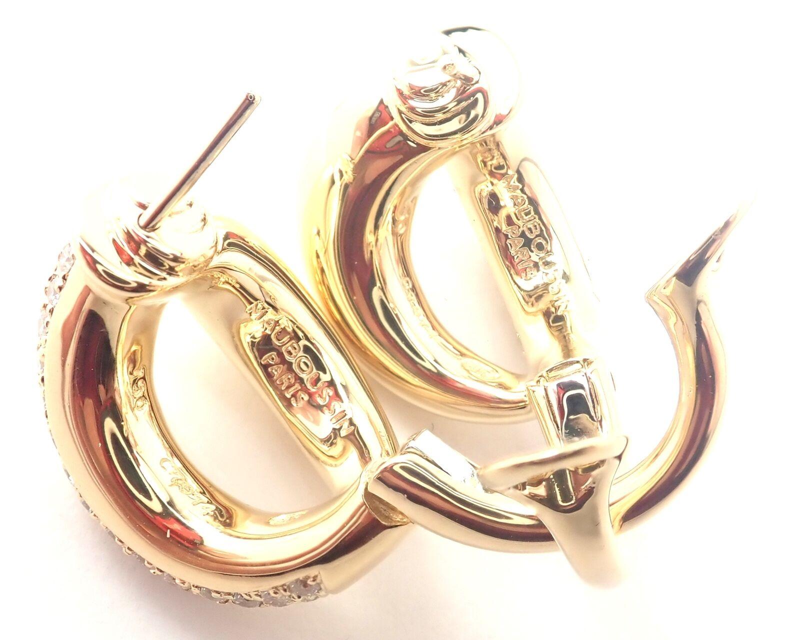 Mauboussin Paris Diamond Double Hoop Yellow Gold Earrings For Sale 1