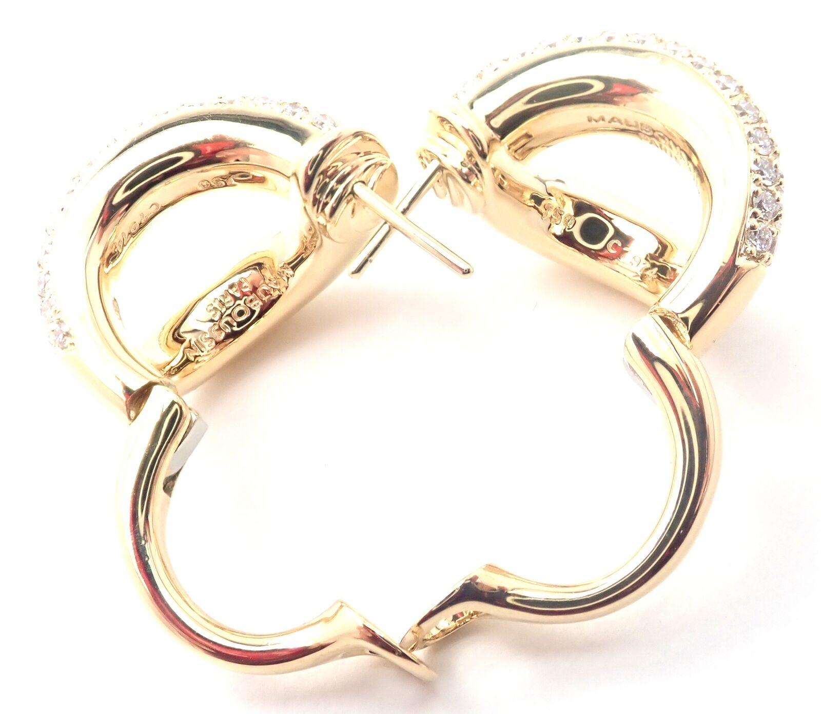 Mauboussin Paris Diamond Double Hoop Yellow Gold Earrings For Sale 3