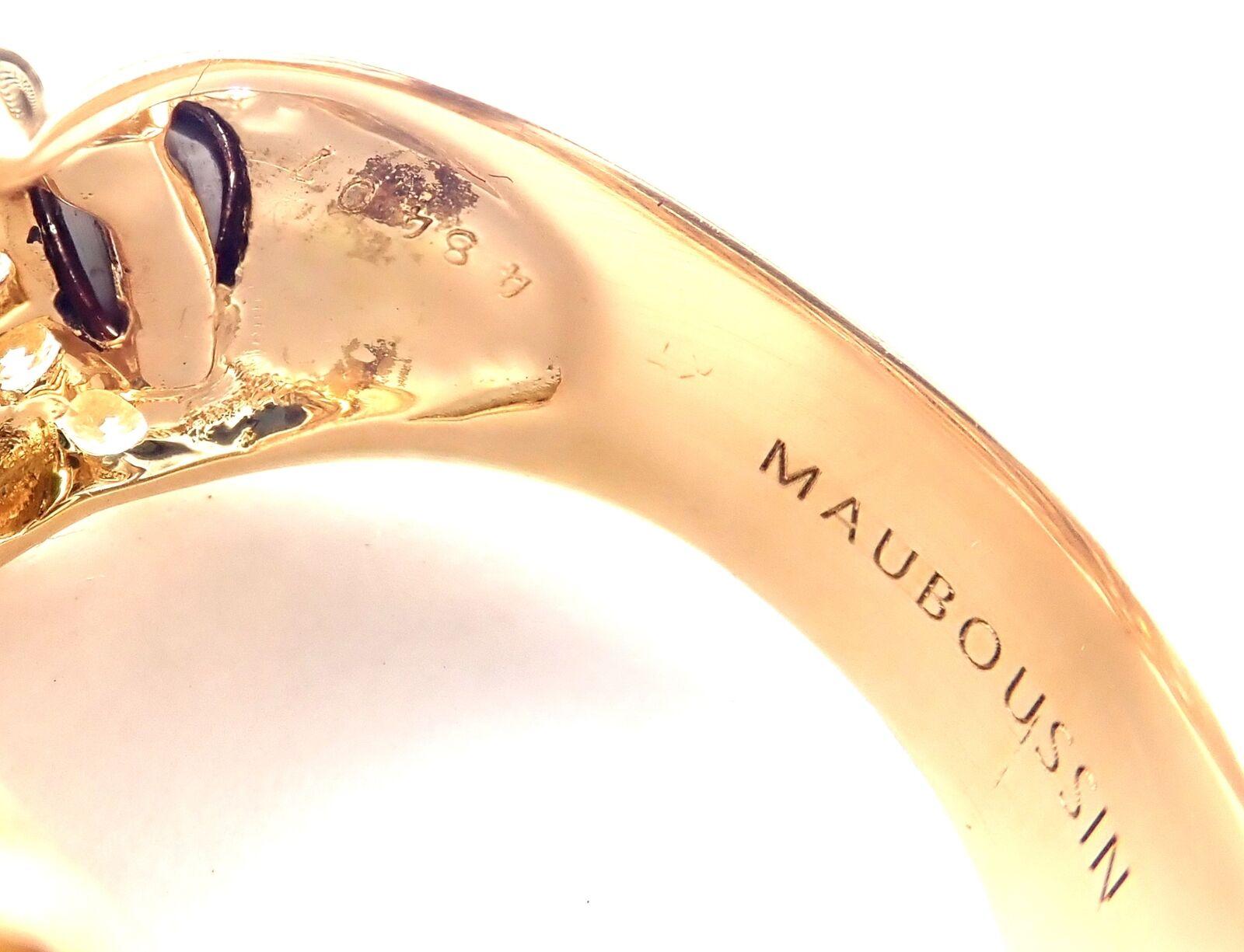 Mauboussin Paris Diamond Grey Mother of Pearl Yellow Gold Ring 3