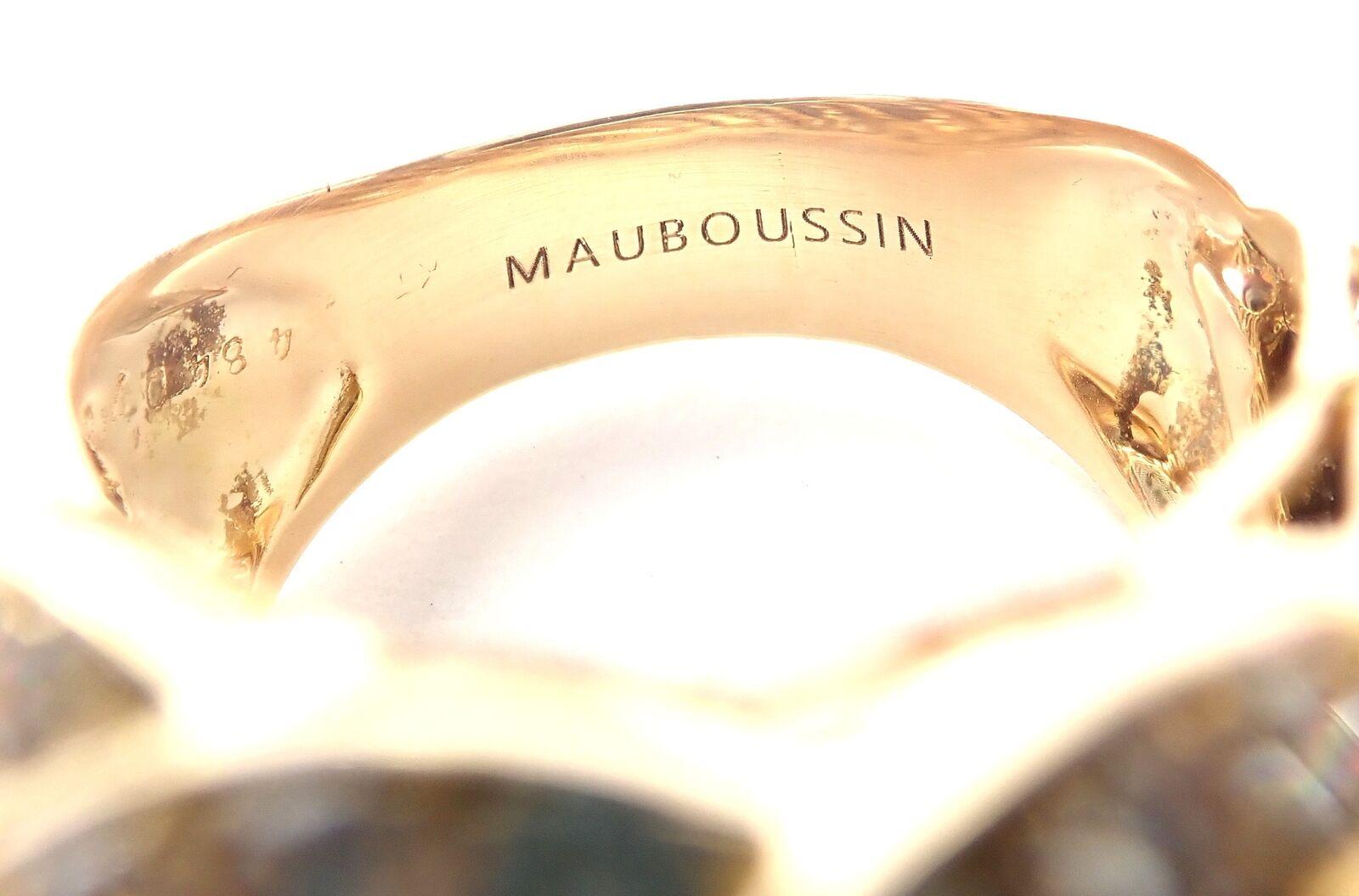 Mauboussin Paris Diamond Grey Mother of Pearl Yellow Gold Ring 4