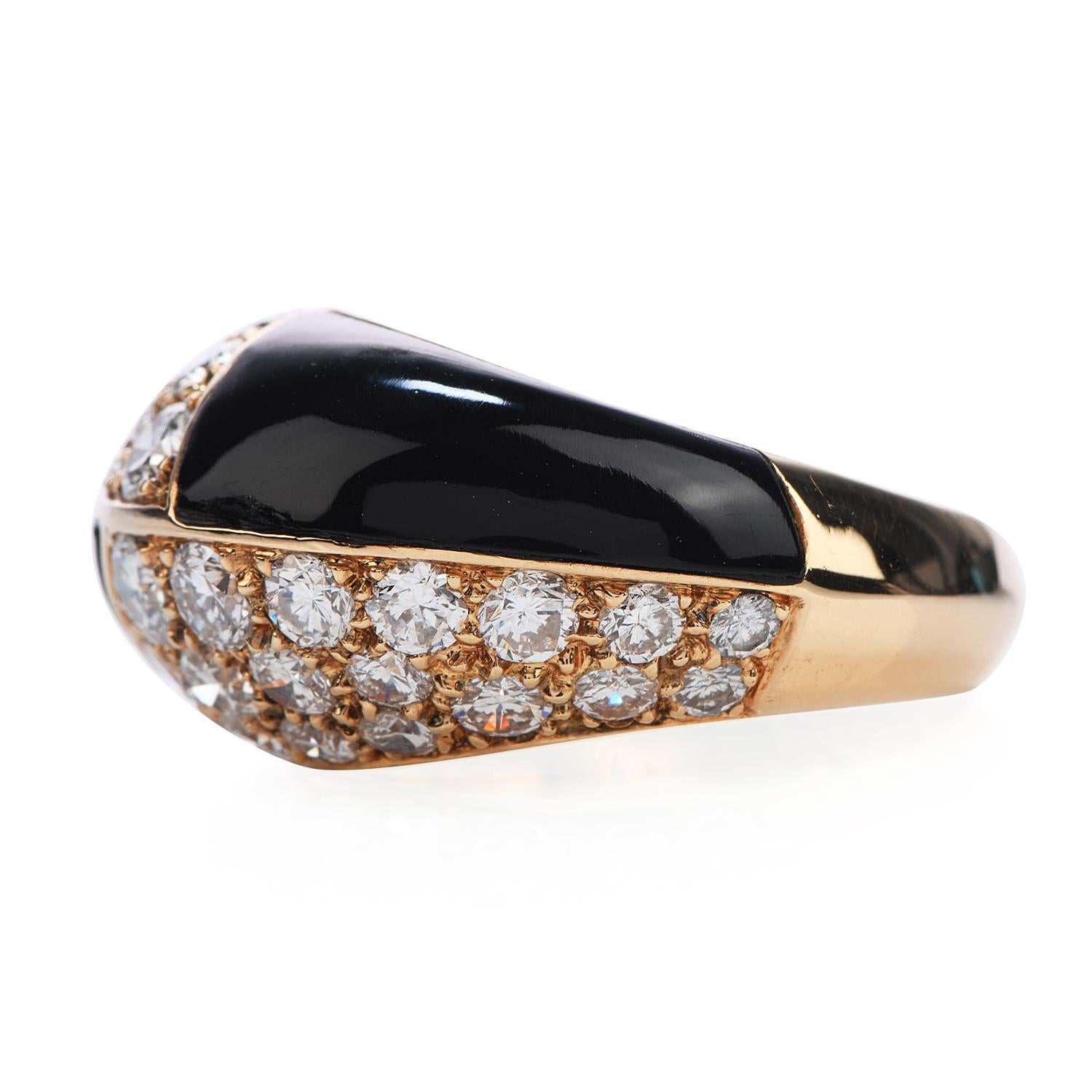 Modern Mauboussin Paris Diamond Onyx 18 Karat Gold Cocktail Ring