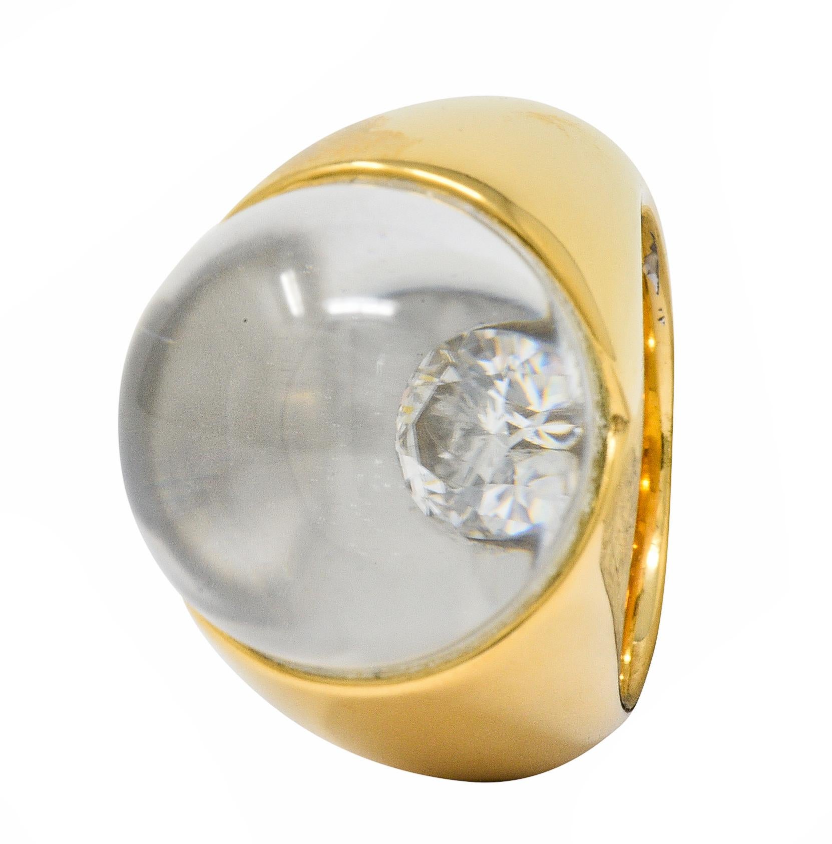 Mauboussin Paris Diamond Rock Crystal 18 Karat Gold Orb Ring 5