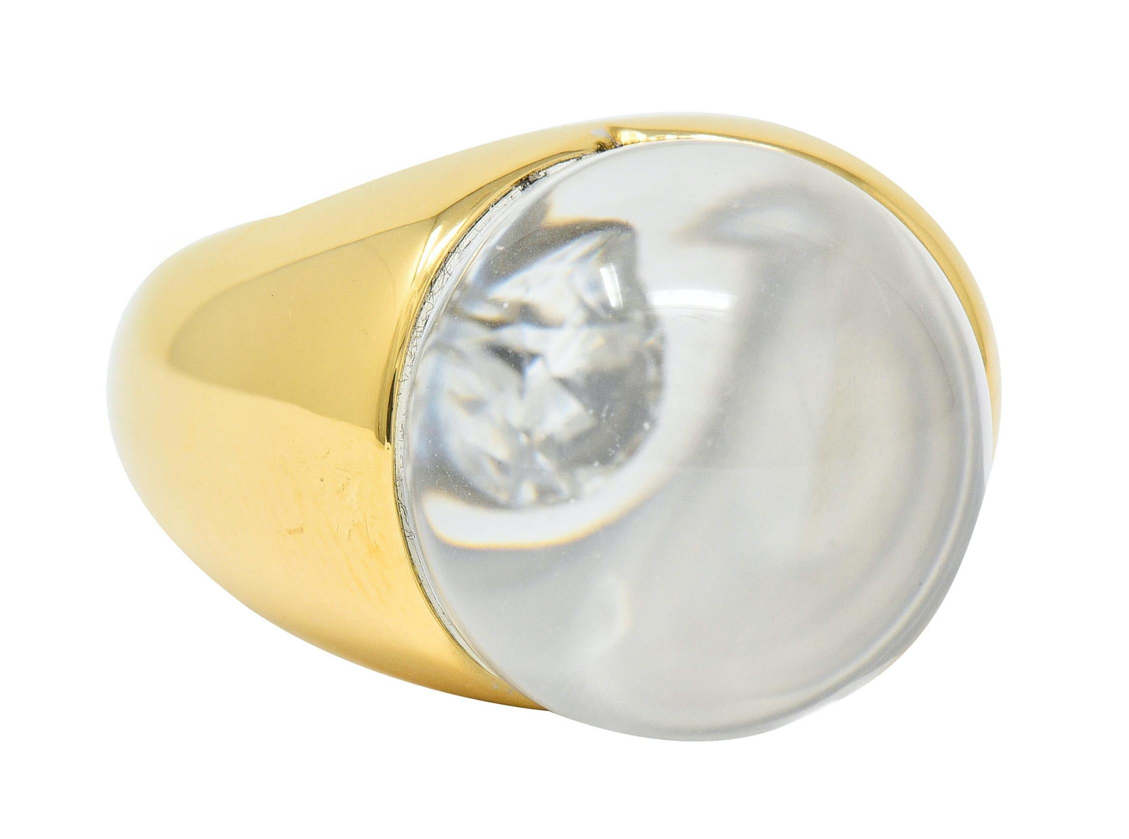 Contemporary Mauboussin Paris Diamond Rock Crystal 18 Karat Gold Orb Ring