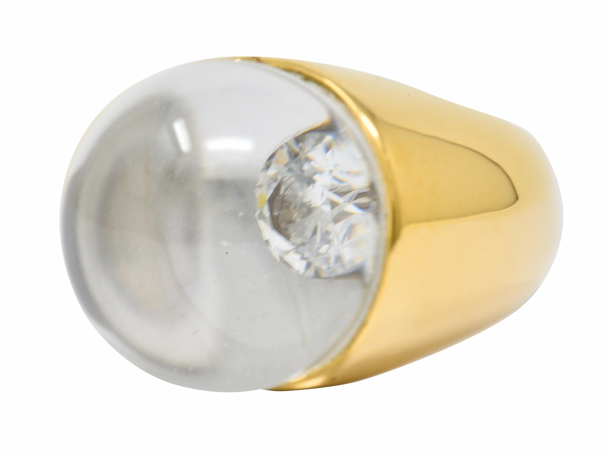Mauboussin Paris Diamond Rock Crystal 18 Karat Gold Orb Ring In Excellent Condition In Philadelphia, PA