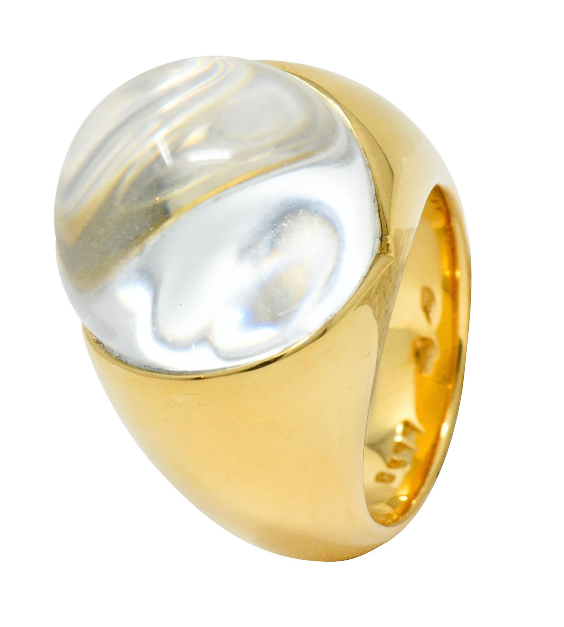 Mauboussin Paris Diamond Rock Crystal 18 Karat Gold Orb Ring 2