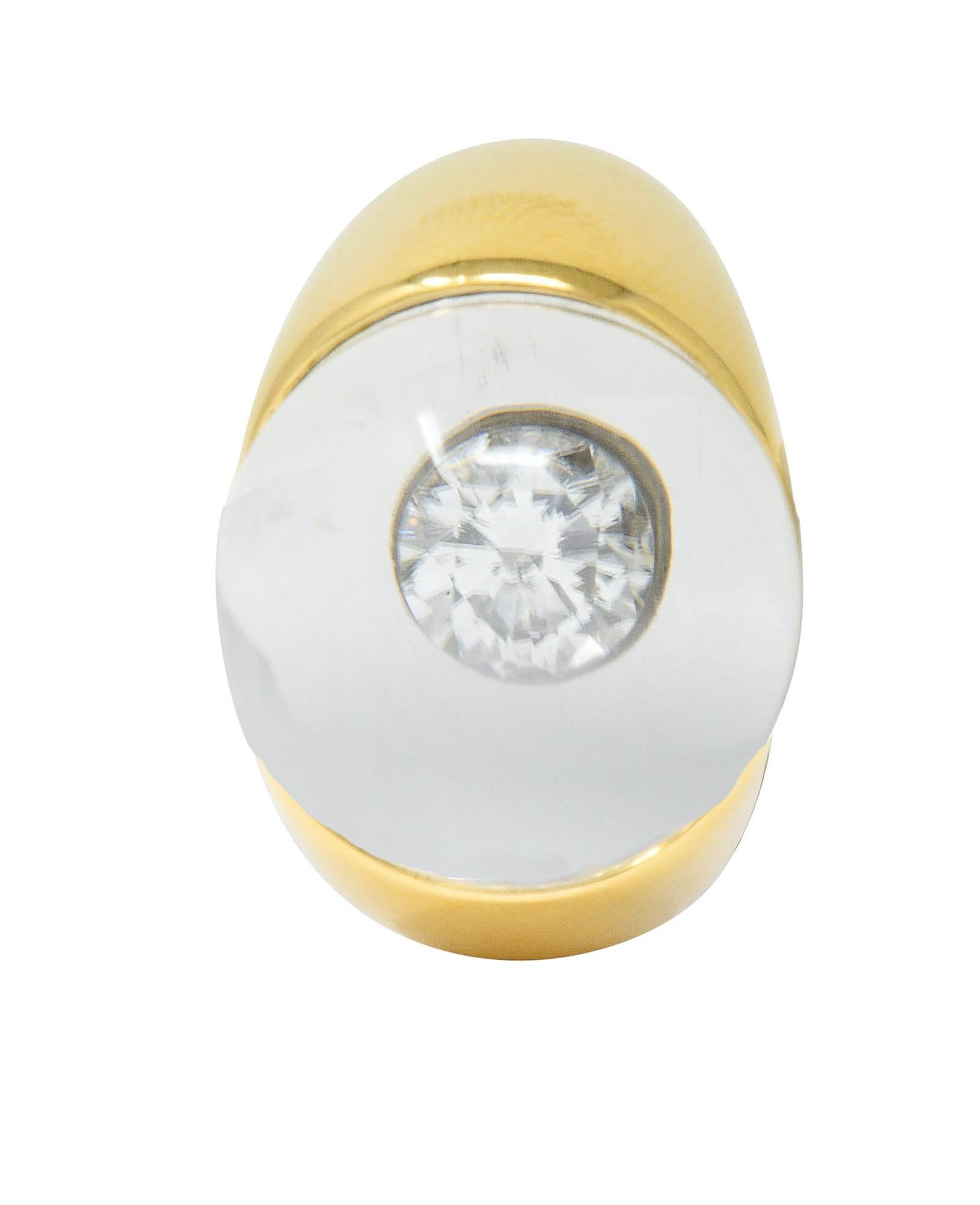 Mauboussin Paris Diamond Rock Crystal 18 Karat Gold Orb Ring 3