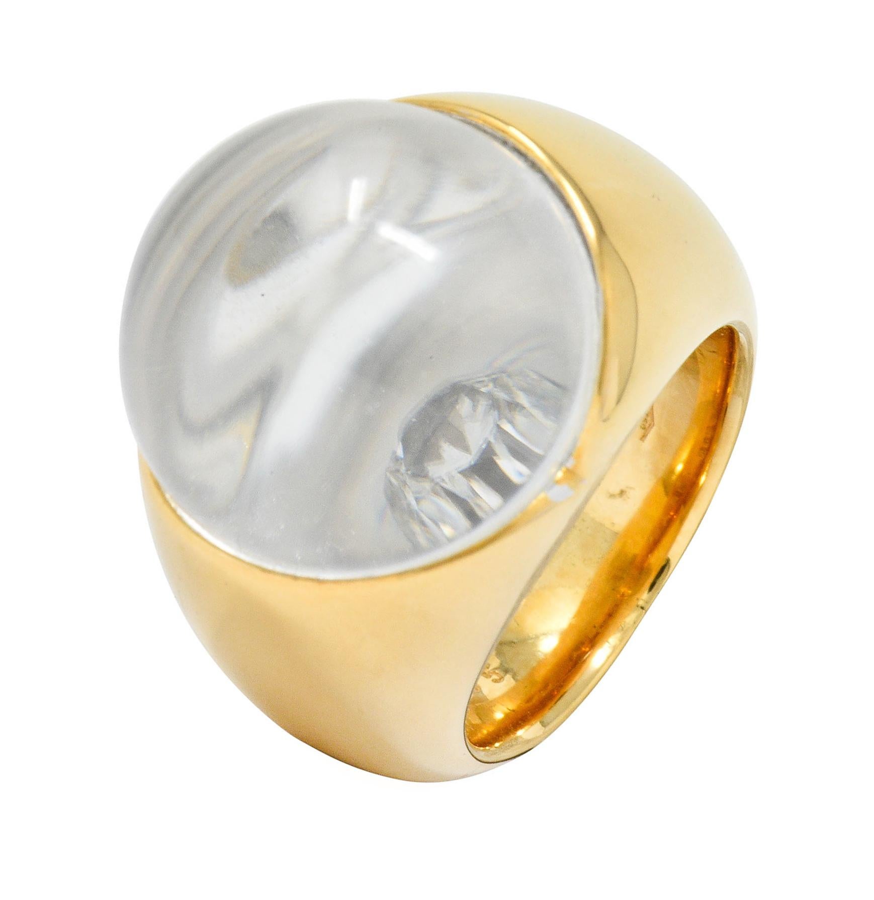 Mauboussin Paris Diamond Rock Crystal 18 Karat Yellow Gold Orb Ring 1