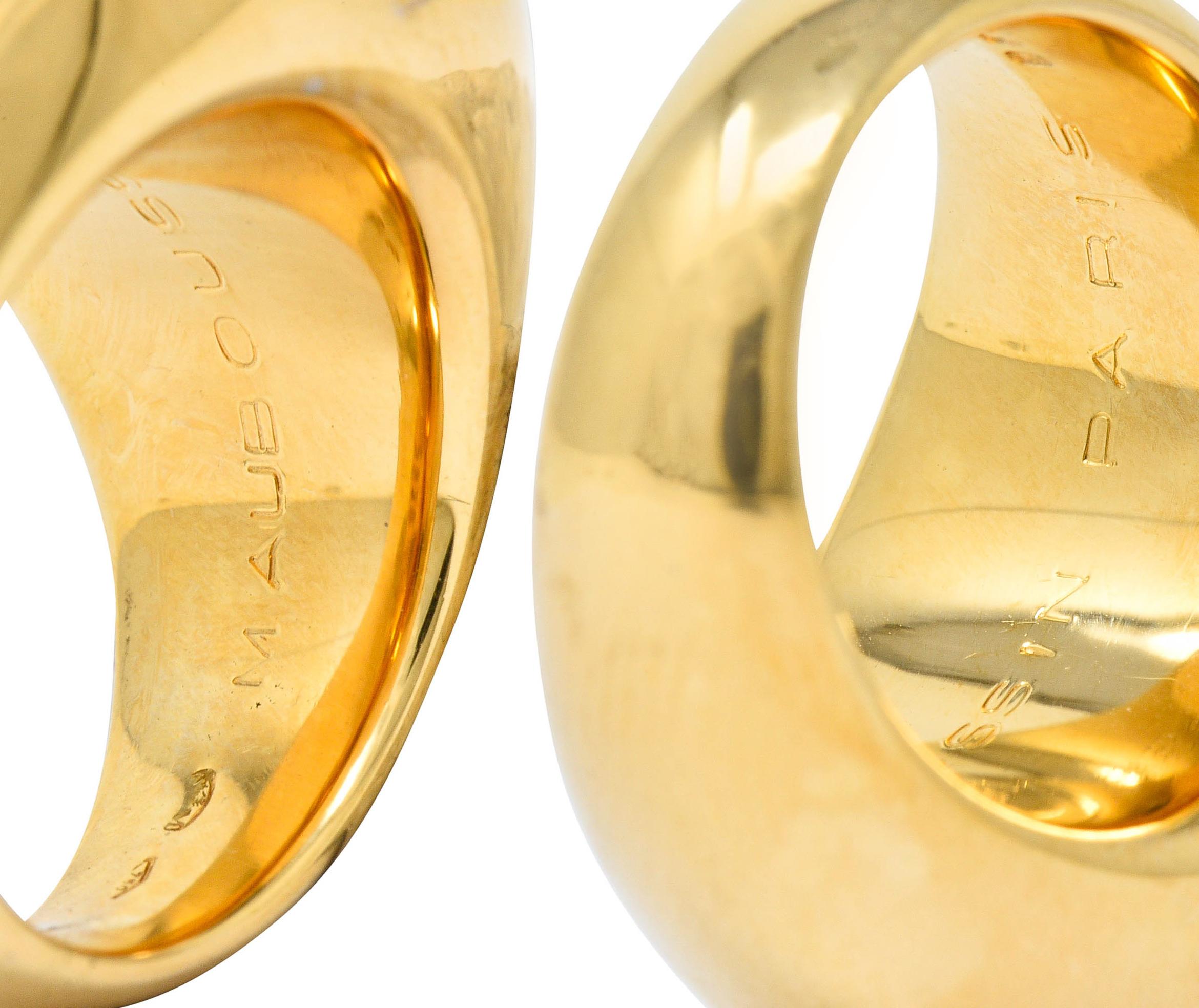 Women's or Men's Mauboussin Paris Diamond Rock Crystal 18 Karat Yellow Gold Orb Ring