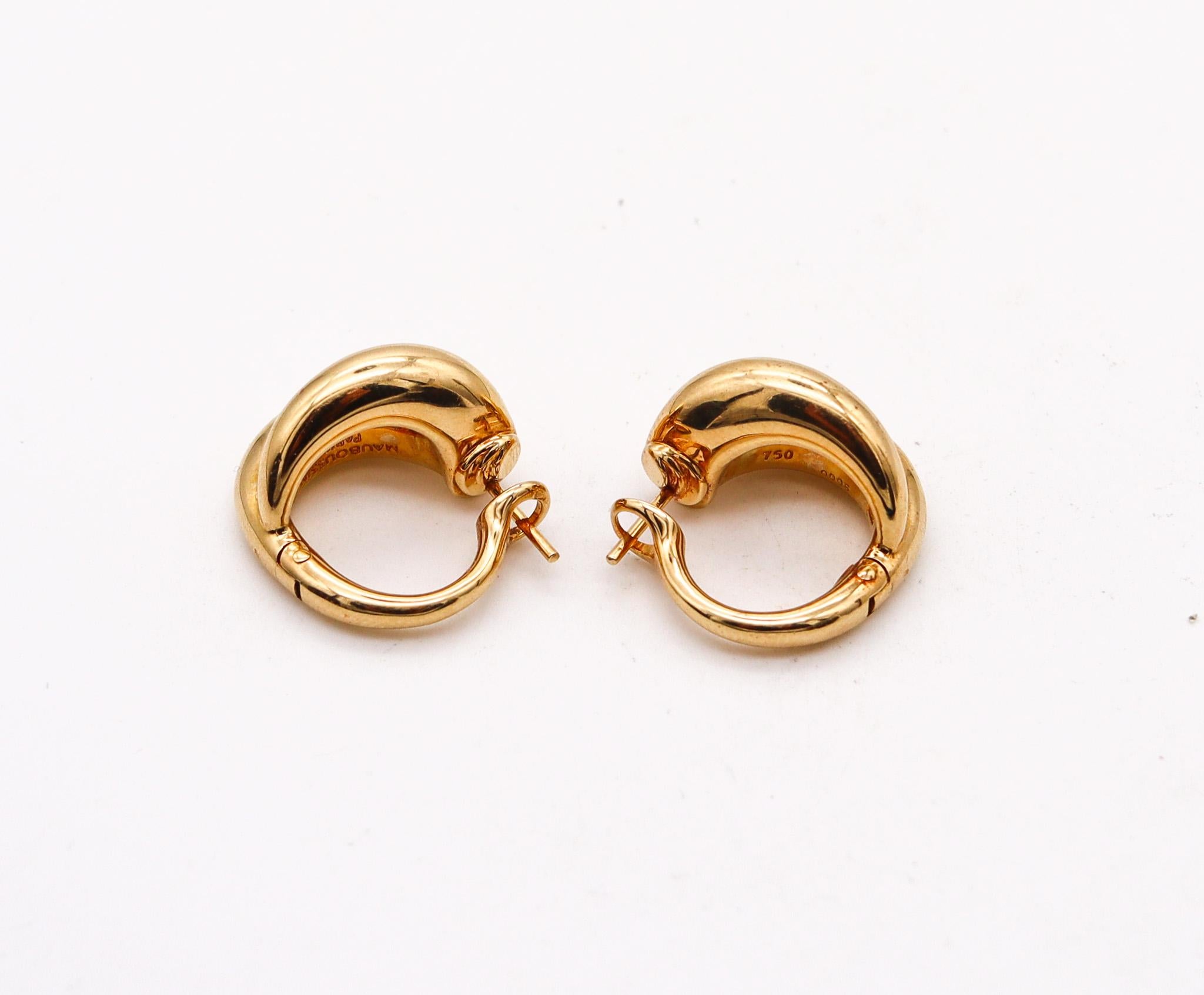 Modern Mauboussin Paris Double Clips On Earrings In Solid 18Kt Yellow Gold For Sale