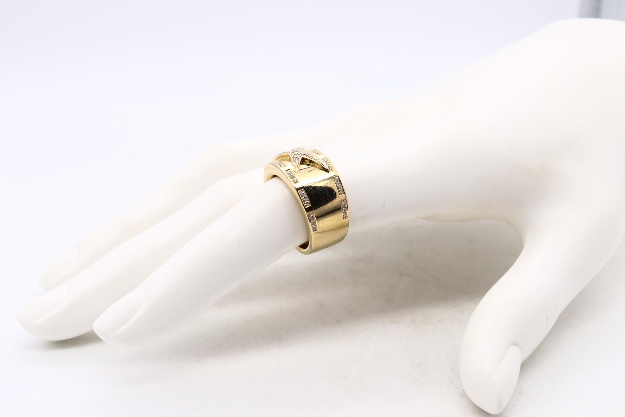 Brilliant Cut Mauboussin Paris Etoile Divine Band Ring In 18Kt Yellow Gold VS Round Diamonds
