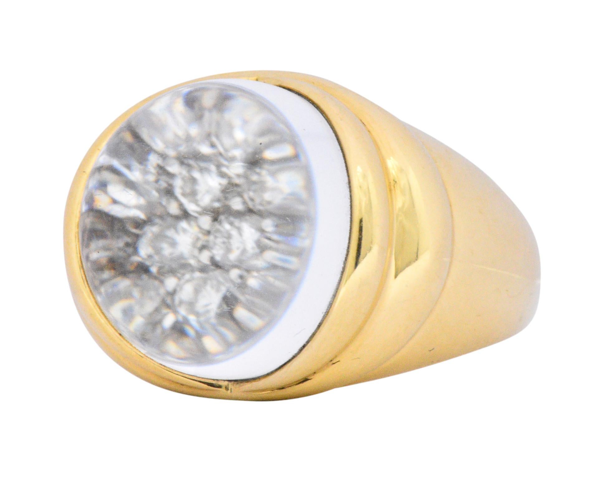 Women's or Men's Mauboussin Paris Luminous Rock Crystal Diamond 18 Karat Gold Ring