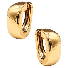 Vintage Mauboussin Paris Modern Pair Of Huggie Earrings In Solid 18Kt Yellow Gold