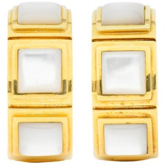 Mauboussin Paris Mother of Pearl 18 Karat Gold Huggie Earrings