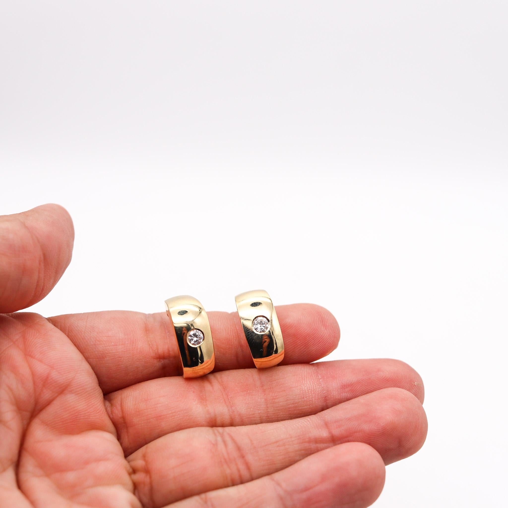 Brilliant Cut Mauboussin Paris Pair Of Huggie Earrings In Solid 18Kt Yellow Gold With Diamonds