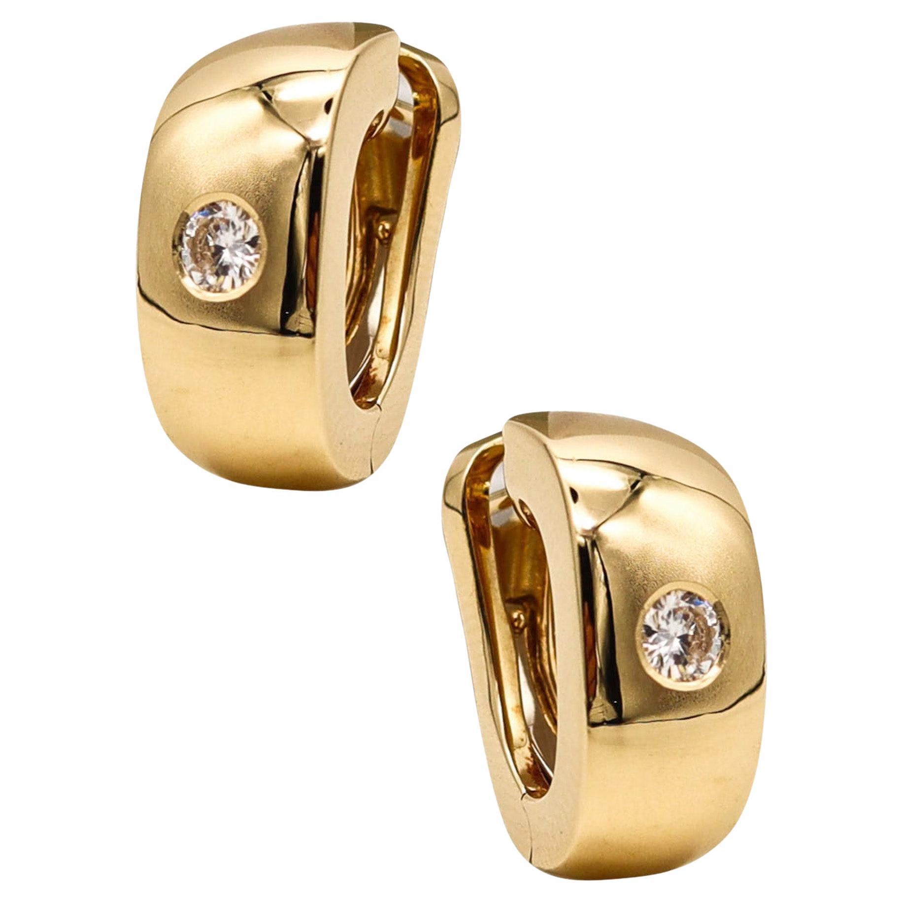 Mauboussin Paris Pair Of Huggie Earrings In Solid 18Kt Yellow Gold With Diamonds For Sale