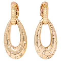 Mauboussin Paris Vintage 1.10 Carats Diamond 18 Karat Rose Gold Star Earrings