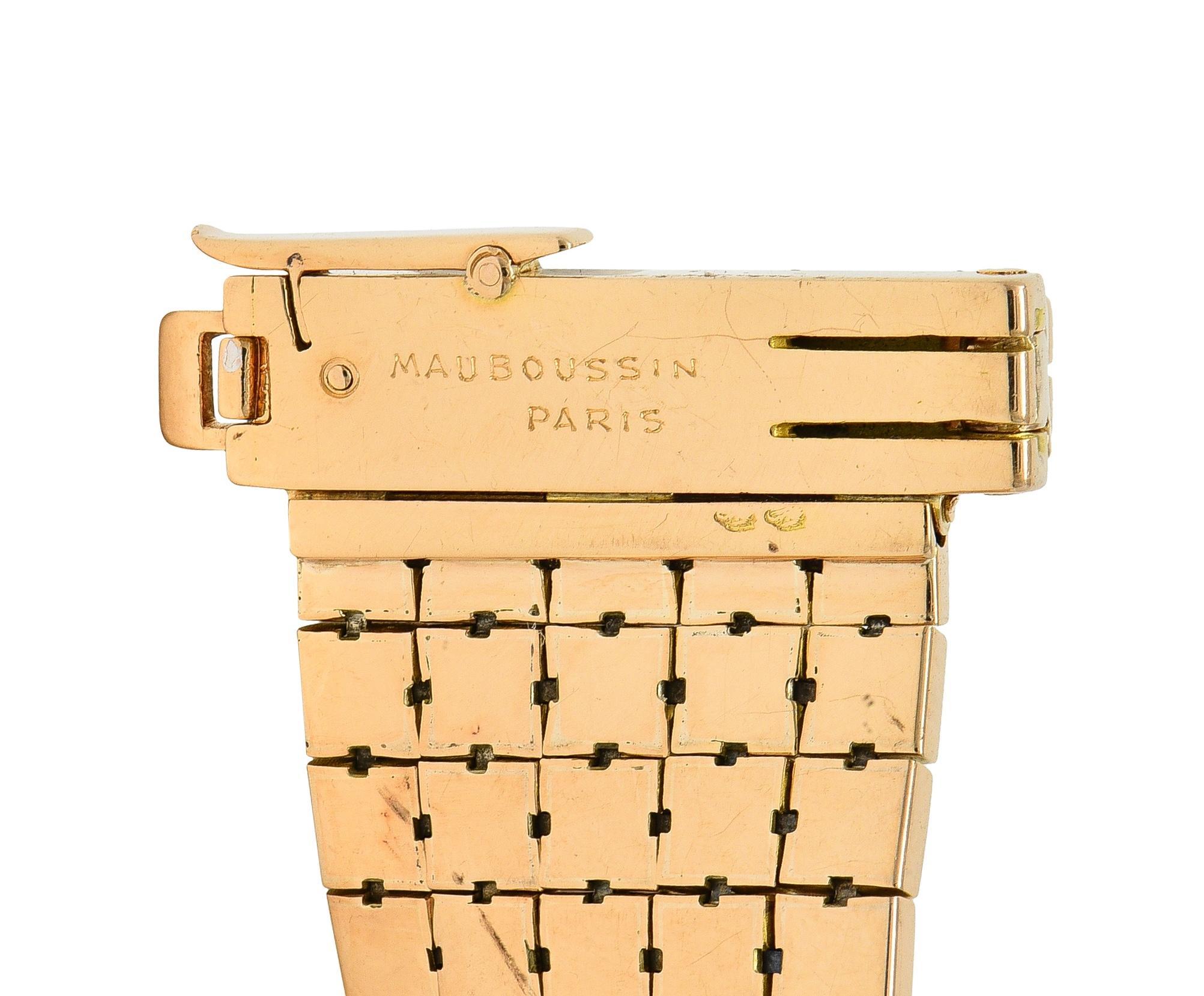 Mauboussin Paris Retro Bracelet maille vintage diamant platine or 18K en vente 4