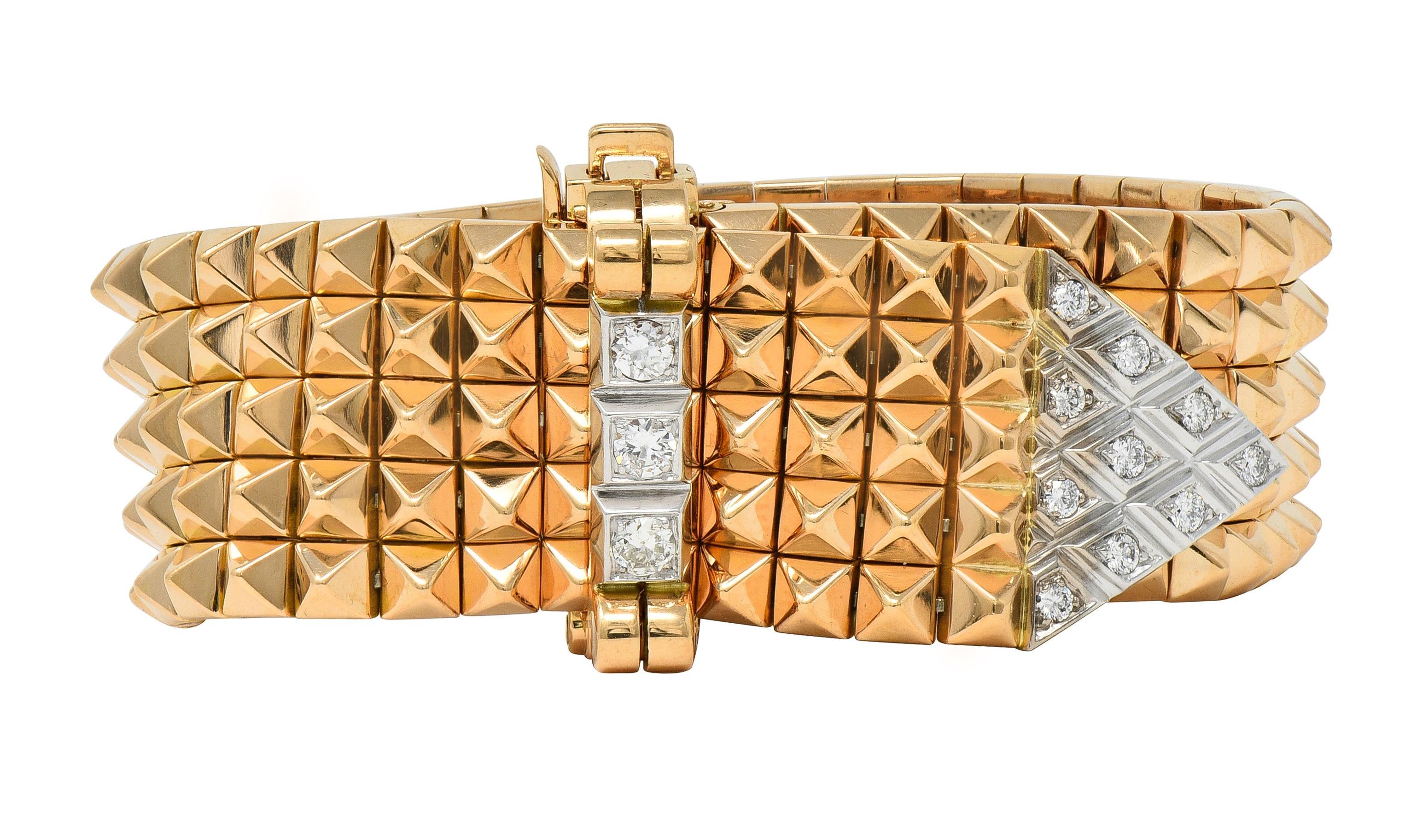 Mauboussin Paris Retro Bracelet maille vintage diamant platine or 18K en vente 6