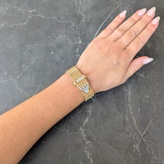 Mauboussin Paris Retro Diamond Platinum 18K Gold Vintage Mesh Bracelet