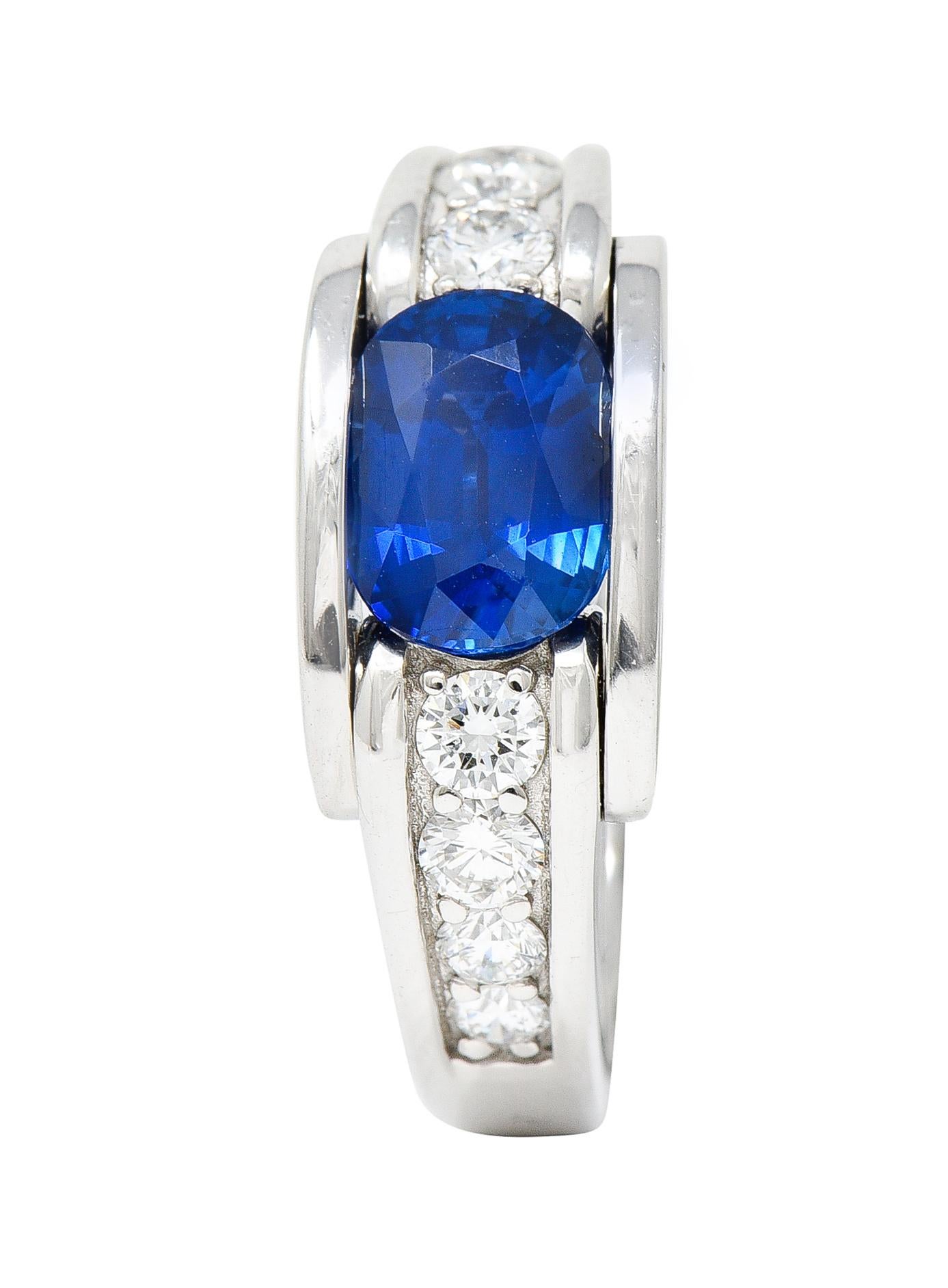 Mauboussin Paris Sapphire Diamond 18 Karat White Gold Alessandra Band Ring 6