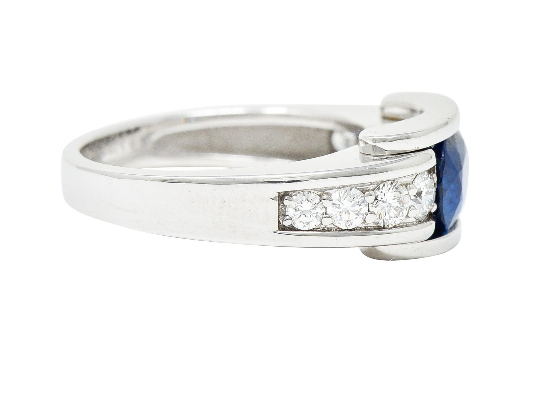 Contemporary Mauboussin Paris Sapphire Diamond 18 Karat White Gold Alessandra Band Ring