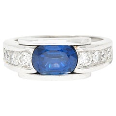 Mauboussin Paris Sapphire Diamond 18 Karat White Gold Vintage Alessandra Ring