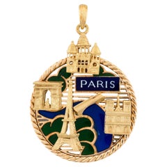 Mauboussin Paris Scenic Plique A Jour Emaille-Anhänger aus 18 Karat Gold