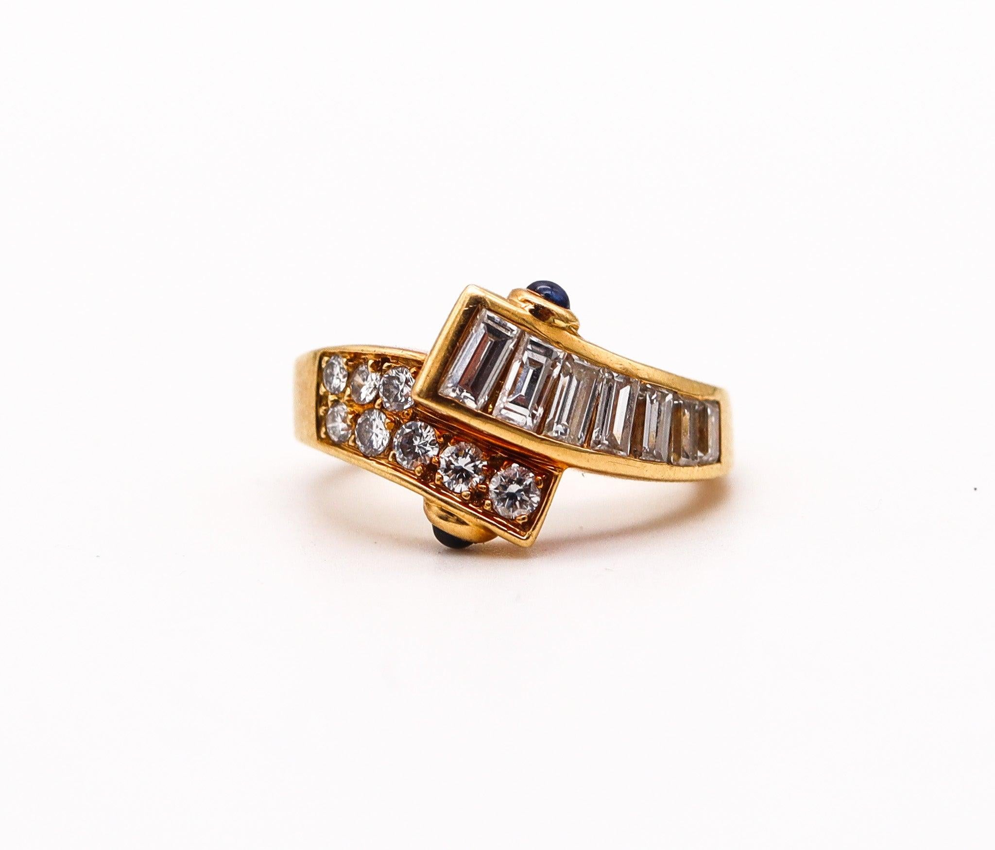 Cocktail ring designed by Mauboussin.

This is a beautiful vintage ring, created in Paris France by the jewelry house of Mauboussin, back in the late 1970. The cocktail ring was crafted in solid yellow gold of 18 karats with high polished finish. It