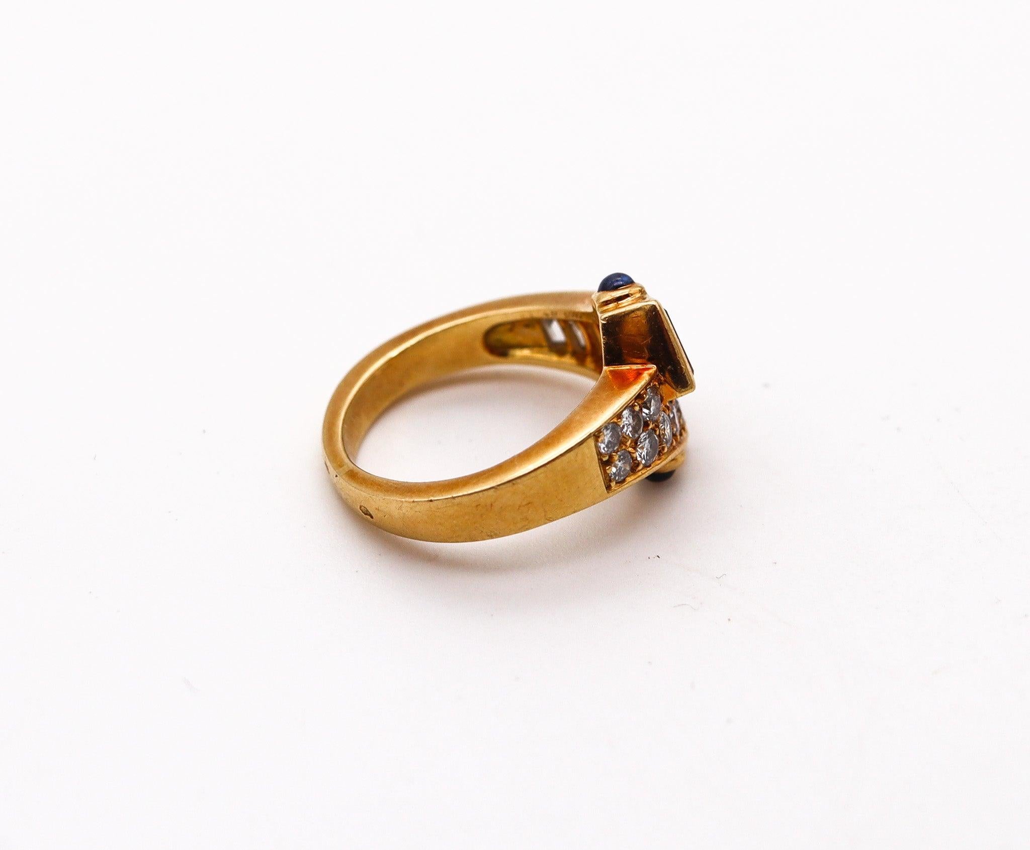 MAUBOUSSIN Paris Sculpted Cocktail Ring In 18Kt Gold With 1.42 Ctw Diamonds In Excellent Condition For Sale In Miami, FL