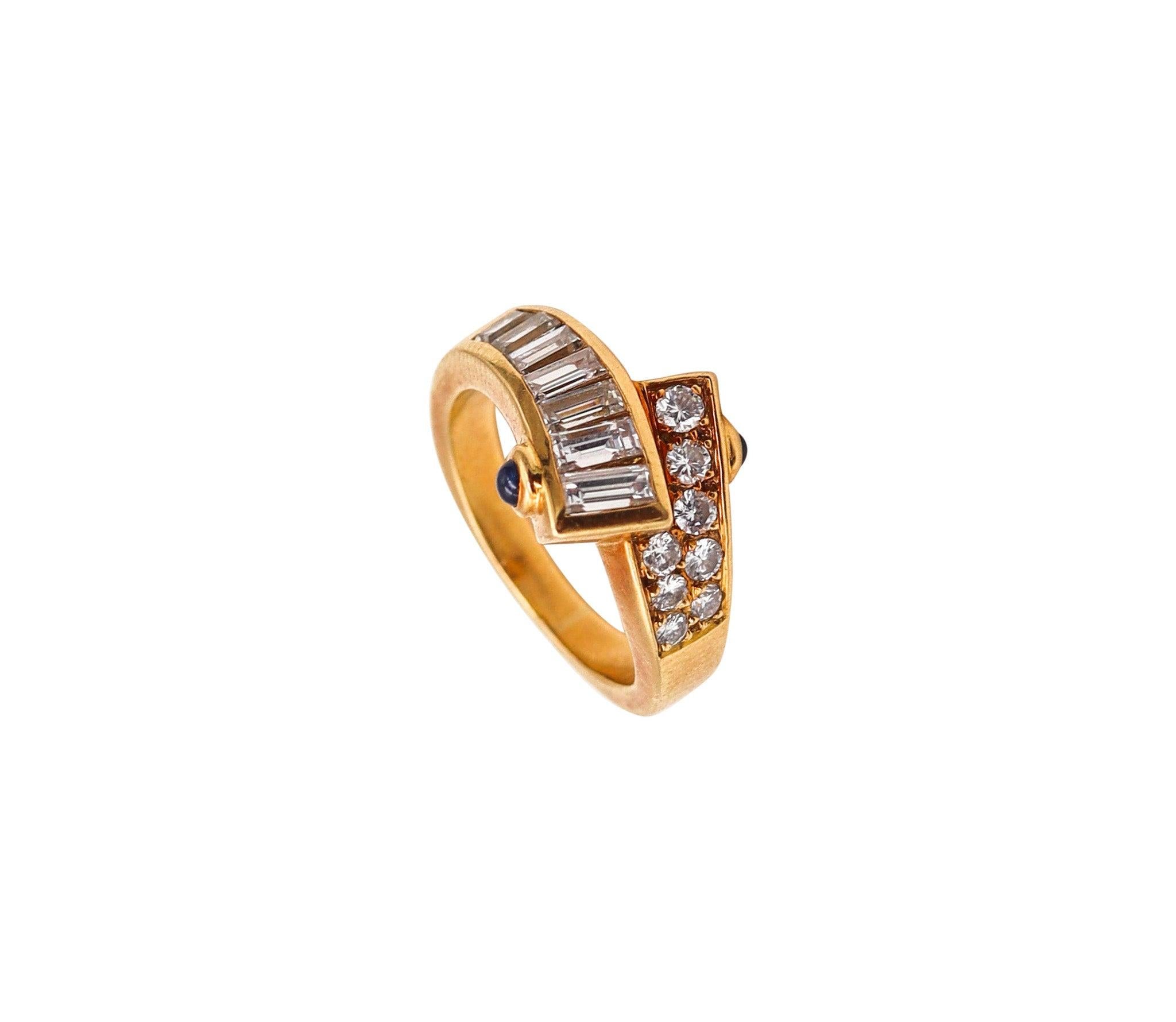 MAUBOUSSIN Paris Sculpted Cocktail Ring In 18Kt Gold With 1.42 Ctw Diamonds For Sale 1
