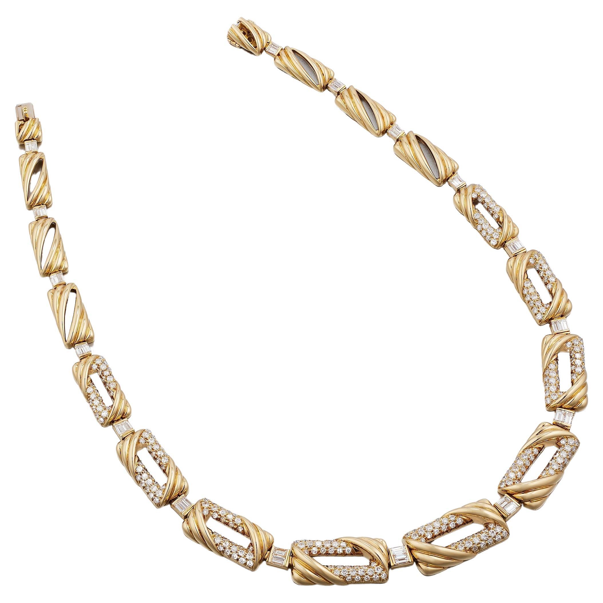 Mauboussin Paris Vintage 12 Karat Diamant-Halskette aus 18 Karat Gelbgold mit Diamanten  