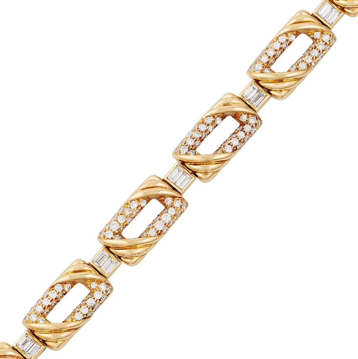 Mixed Cut Mauboussin Paris Vintage Diamond Bracelet in 18K Yellow Gold   For Sale