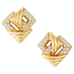 Mauboussin Paris Retro Diamond Earrings in 18K Yellow Gold